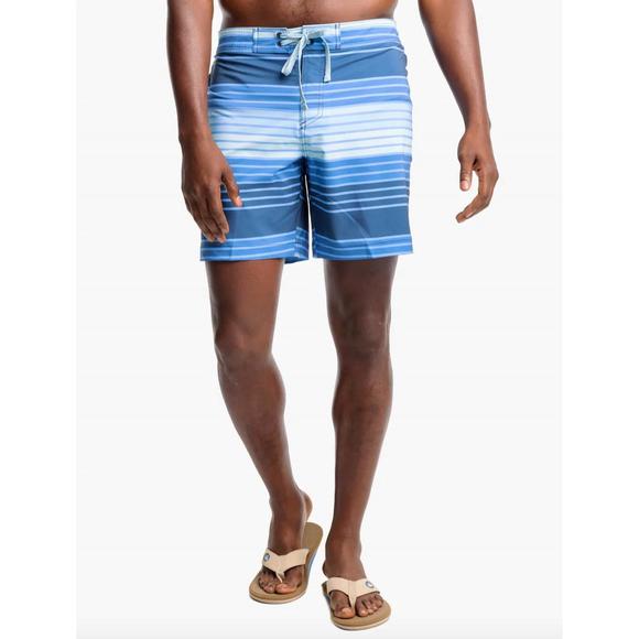 NEW SOUTHERN TIDE aged wateree stripe water short in aged denim - Picture 1 of 3